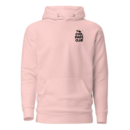 Light Pink hoodie with small black Cool Dads Club chest lettering, front view.