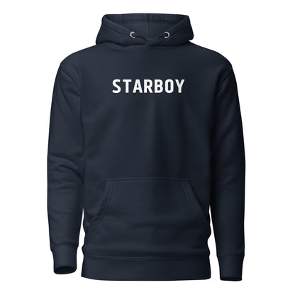 Navy Blazer hoodie, front view, with white 'STARBOY' lettering.