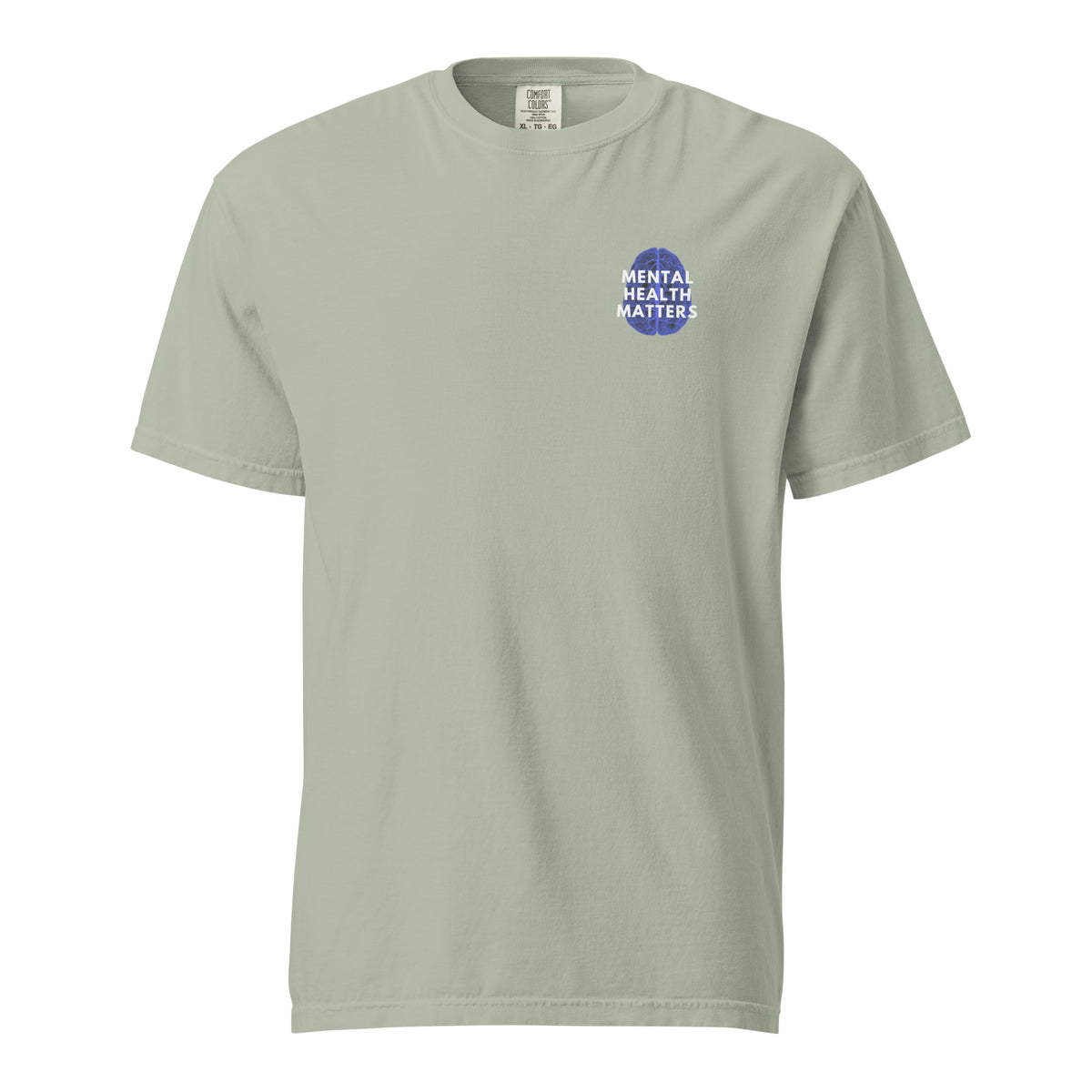 Bay T-shirt, front view with a small blue-and-white "Mental Health Matters" chest design.