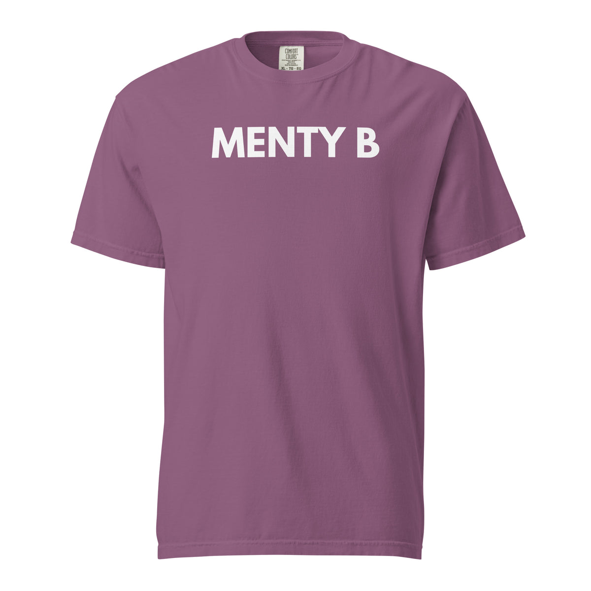 Berry T-shirt, front view with white "MENTY B" lettering.