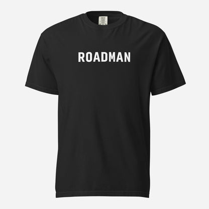 Black T-shirt, front view, with white 'ROADMAN' lettering.