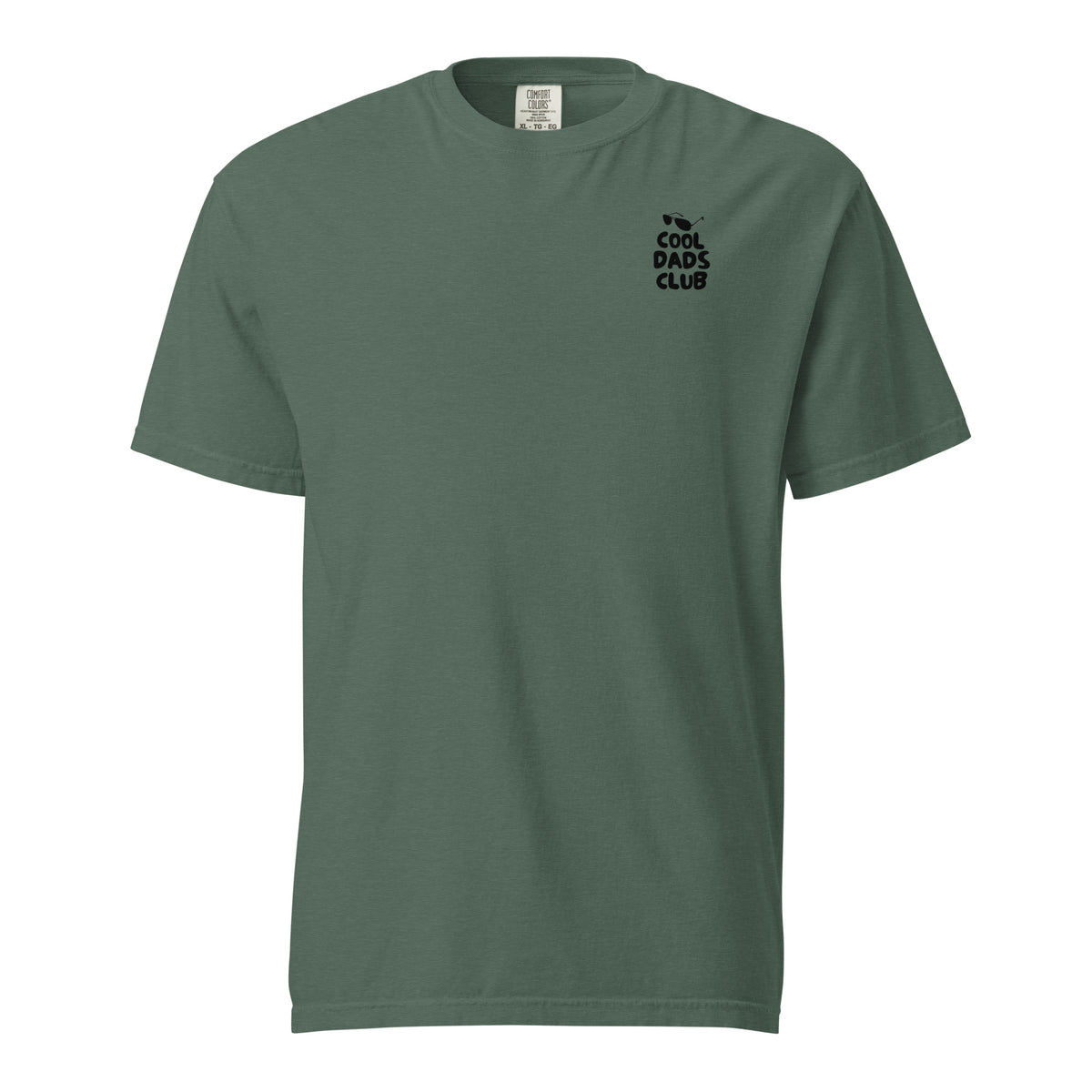 Blue Spruce T-shirt, front view, with small black 'Cool Dads Club' chest lettering.