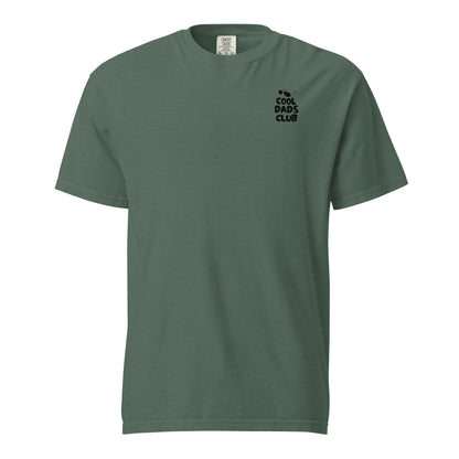 Blue Spruce T-shirt, front view, with small black 'Cool Dads Club' chest lettering.