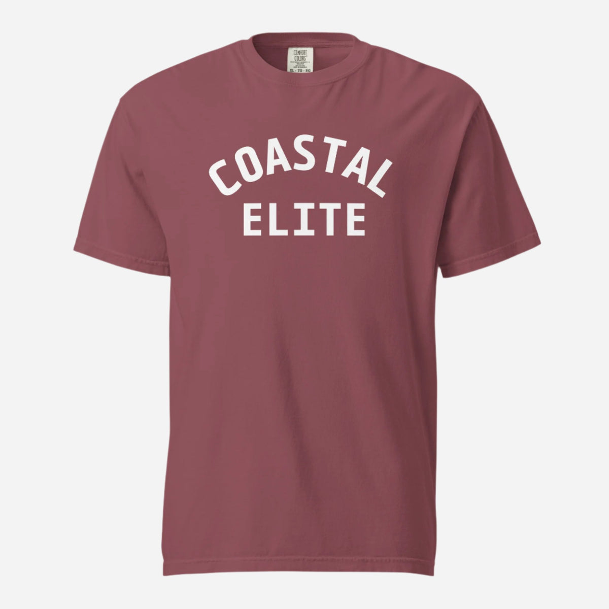Brick T-shirt, front view with white arched "Coastal Elite" lettering.