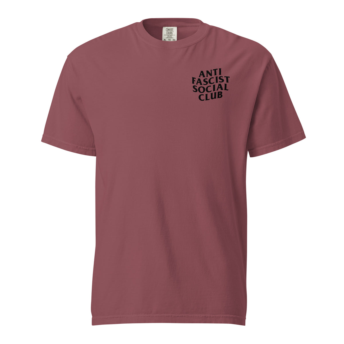 Brick T-shirt, front view with small black "Anti Fascist Social Club" chest lettering.
