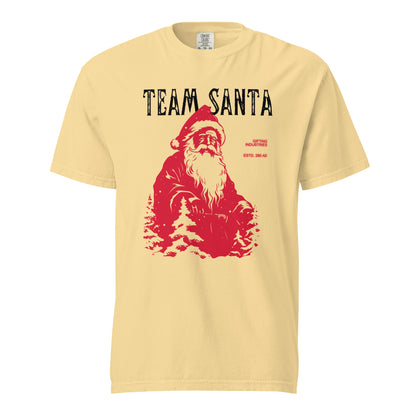 Butter T-shirt, front view, with a red Santa and tree illustration beneath black 'Team Santa' text.