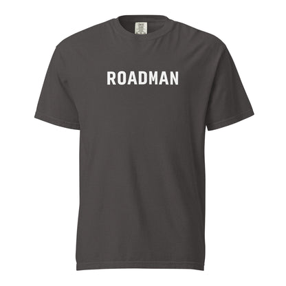 Graphite T-shirt, front view, with white 'ROADMAN' lettering.