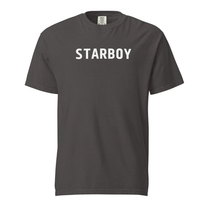 Graphite T-shirt, front view with white "STARBOY" lettering.