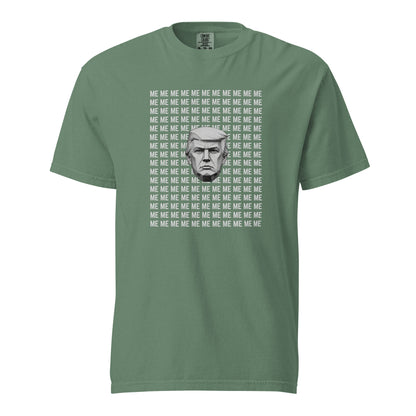 Light Green T-shirt, front view with a grayscale Trump portrait surrounded by repeated ME text.