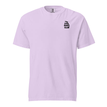 Orchid T-shirt, front view, with small black 'Cool Dads Club' chest lettering.