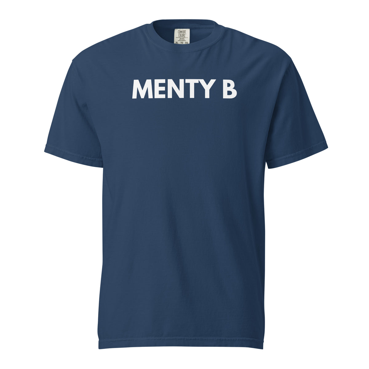 True Navy T-shirt, front view with white "MENTY B" lettering.