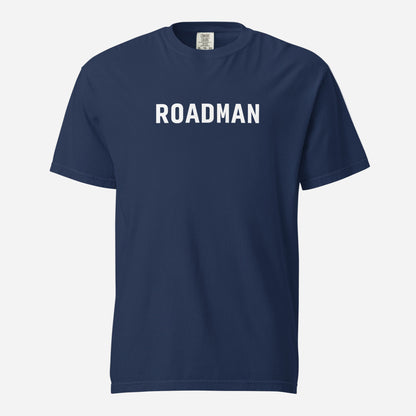 True Navy T-shirt, front view, with white 'ROADMAN' lettering.