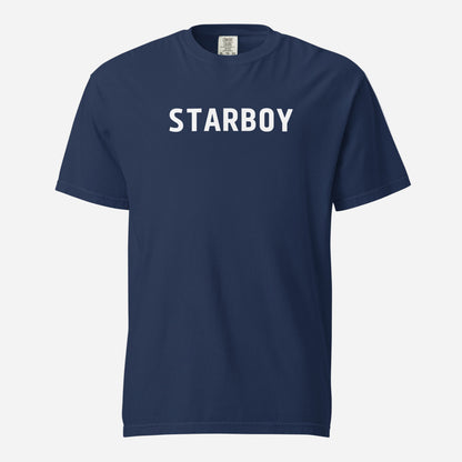 True Navy T-shirt, front view with white "STARBOY" lettering.