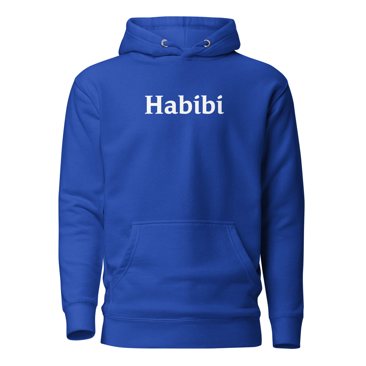 Team Royal hoodie, front view, with white 'Habibi' lettering.