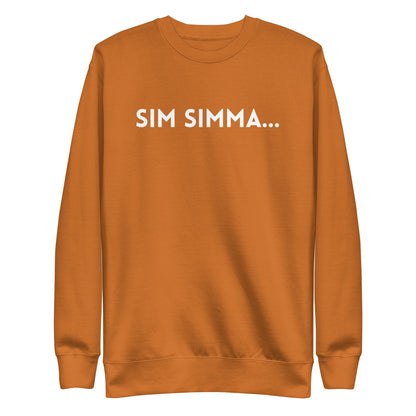 Adobe sweatshirt with white Sim Simma lettering, front view.