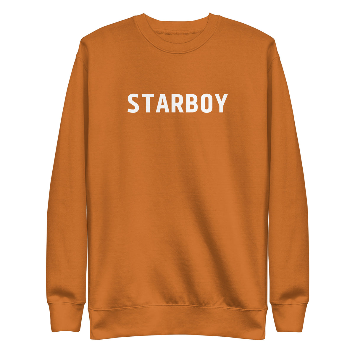 Adobe sweatshirt with white Starboy lettering, front view.