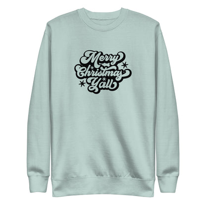 Agave sweatshirt, front view with black Merry Christmas Y'all script lettering.