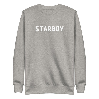 Carbon Grey sweatshirt with white Starboy lettering, front view.
