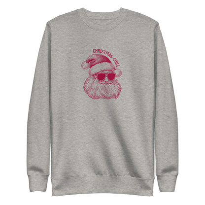 Carbon Grey sweatshirt, front view, with a burgundy Santa face wearing sunglasses beneath 'Christmas Chill' text.