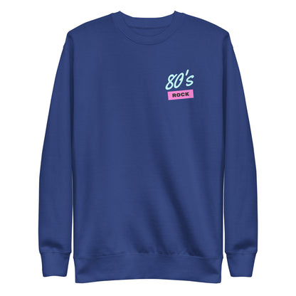 Team Royal sweatshirt, front view with a mint-and-pink "80â€™s Rock" chest design.